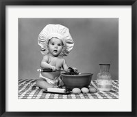 1960s Baby Seated On Checkered Tablecloth Fine Art Print