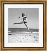 1950s Woman In Bikini Running Fine Art Print