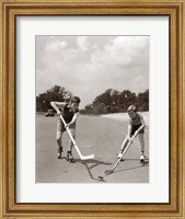 1930s 1940s 2 Boys With Sticks And Puck Fine Art Print