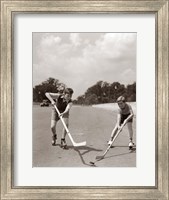 1930s 1940s 2 Boys With Sticks And Puck Fine Art Print