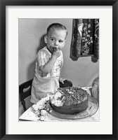 1950s Little Boy Toddler Standing On Chair Fine Art Print