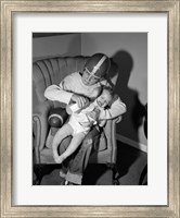 1950s 1960s Boy Sitting By Football Fine Art Print