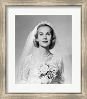 1950s Portrait Woman Bride Pearl Necklace Fine Art Print