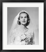 1950s Portrait Woman Bride Pearl Necklace Fine Art Print
