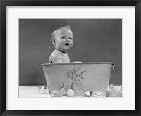 1940s 1950s Smiling Baby In Bath Tub Studio Indoor Fine Art Print