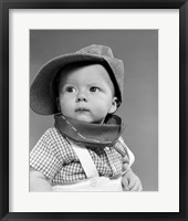 1950s Baby Head & Shoulders Wearing Railroad Engineer Hat Fine Art Print