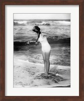 1920s Woman Wearing Bathing Suit & Head Scarf Fine Art Print