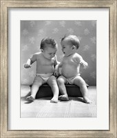 1930s 1940s Twin Babies Wearing Diapers Together Fine Art Print