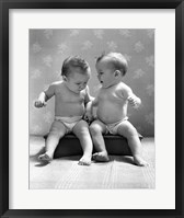 1930s 1940s Twin Babies Wearing Diapers Together Fine Art Print
