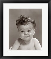 1950s Portrait Baby With Messy Curly Hair & Straight Face Fine Art Print