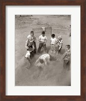 1950s Boys Fight In Sand Lot On Baseball Field Fine Art Print