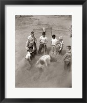 1950s Boys Fight In Sand Lot On Baseball Field Fine Art Print