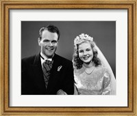 1940s Bride And Groom Linked Arm In Arm Fine Art Print