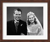 1940s Bride And Groom Linked Arm In Arm Fine Art Print