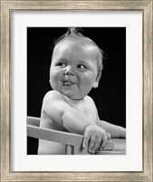 1950s 1940s Baby In High Chair Making Funny Facial Expression Fine Art Print