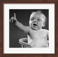 1940s 1950s Baby Sitting In Chair Arm And One Finger Raised Fine Art Print
