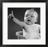1940s 1950s Baby Sitting In Chair Arm And One Finger Raised Fine Art Print