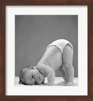 1950s Baby In Diaper With Cheek To Floor And Bottom In Air? Fine Art Print