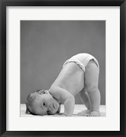 1950s Baby In Diaper With Cheek To Floor And Bottom In Air? Fine Art Print