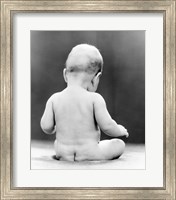 1930s Naked Baby Sitting On Bare Bottom Behind Fine Art Print