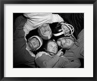 1960s Five Boys In Huddle Wearing Helmets & Football Jerseys Fine Art Print