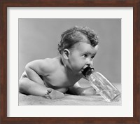 1950s Baby Leaning Forward Drinking From Bottle Fine Art Print