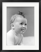 1940s Cute Baby Sticking Out Tongue Fine Art Print