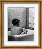 1920s 1930s Brunette Woman Sitting In Luxury Bathtub Fine Art Print