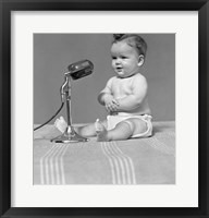 1940s Baby In Diaper With Microphone Studio Fine Art Print