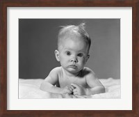 1960s Baby Lying On Stomach With Messy Hair Fine Art Print