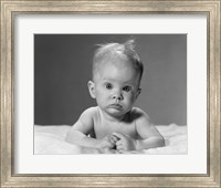 1960s Baby Lying On Stomach With Messy Hair Fine Art Print