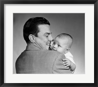 1950s Proud Smiling Father Holding Baby Face To Camera Fine Art Print