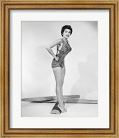 1950s Pin-Up  Of Woman Wearing Leopard Skin Bathing Suit Fine Art Print