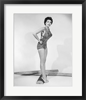 1950s Pin-Up  Of Woman Wearing Leopard Skin Bathing Suit Fine Art Print