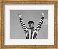 1950s Football Referee Making Touchdown Signal Fine Art Print