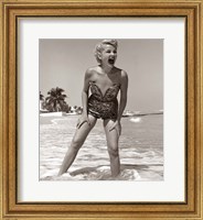 1950s Blonde Woman In Strapless Low Cut Bathing Suit Fine Art Print