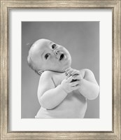 1950s Baby In Diaper Head To One Side Arms Hands Clasped In Front Fine Art Print
