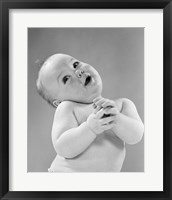 1950s Baby In Diaper Head To One Side Arms Hands Clasped In Front Fine Art Print