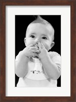 1950s Baby Covering Mouth With Hands Fine Art Print