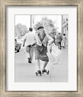 1960s 1970s A Shopping Bag Lady With Funny Facial Expression Fine Art Print