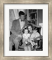 1940s Father Watching  Mother Reading To Son And Daughter Fine Art Print