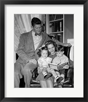 1940s Father Watching  Mother Reading To Son And Daughter Fine Art Print