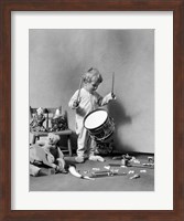 1930s Boy Beating On Toy Drum Fine Art Print