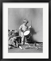 1930s Boy Beating On Toy Drum Fine Art Print