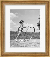 1930s Girl Outdoors Playing Hoop And Stick Game Fine Art Print