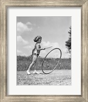 1930s Girl Outdoors Playing Hoop And Stick Game Fine Art Print