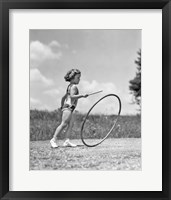 1930s Girl Outdoors Playing Hoop And Stick Game Fine Art Print
