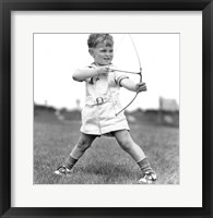 1930s Boy Outdoors Aiming Toy Bow And Arrow Archery Fine Art Print