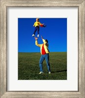 1990S Father Tossing Daughter Up In The Air Fine Art Print