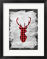 Plaid Deer Head Framed Print